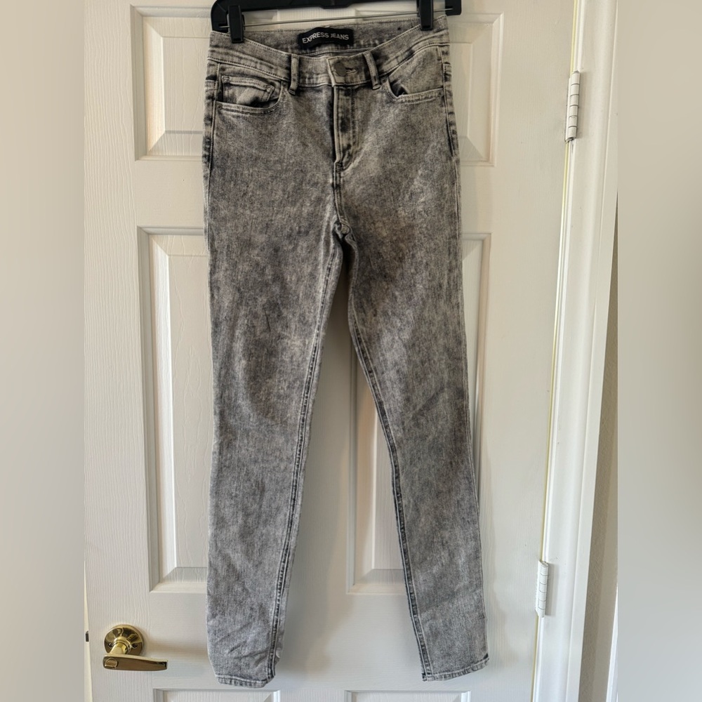 Express Womens Gray Legging High Rise Stretch Denim Jeans Precision Fit